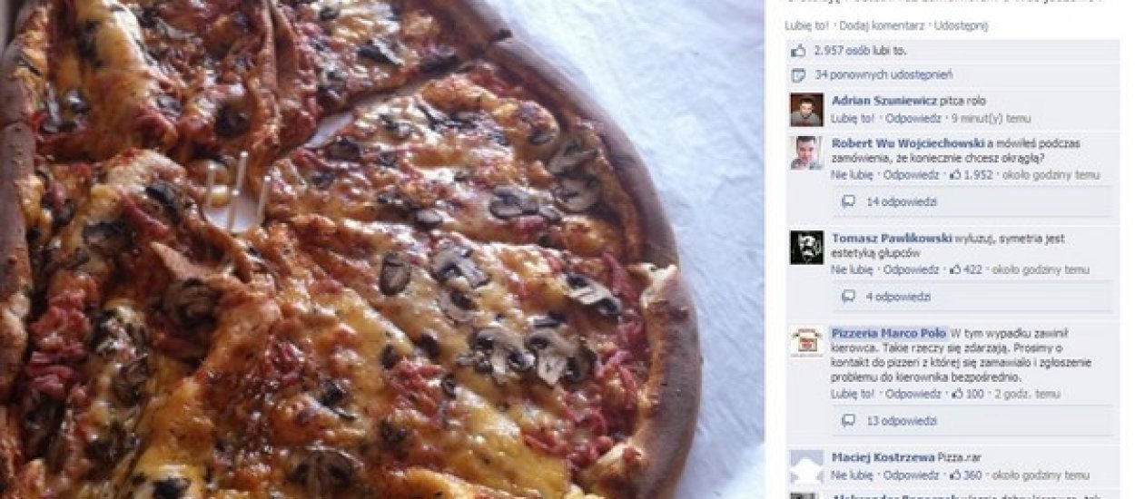 Dramat na Facebooku: "Bo pizza była zgnieciona"