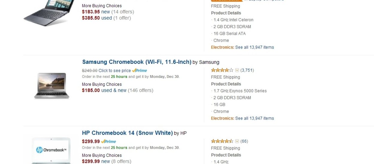 Chromebooki poza konkurencją na Amazonie. Ale jak zawsze - kij ma dwa końce