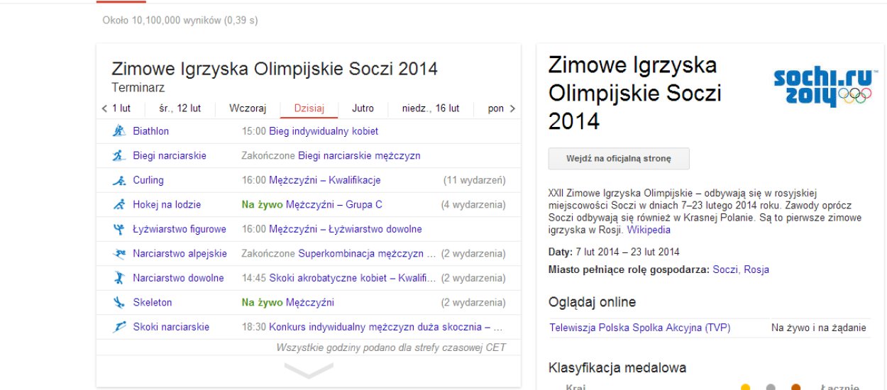 Igrzyska Olimpijskie z Google – oto najwygodniejszy sposób na śledzenie wyników z Soczi