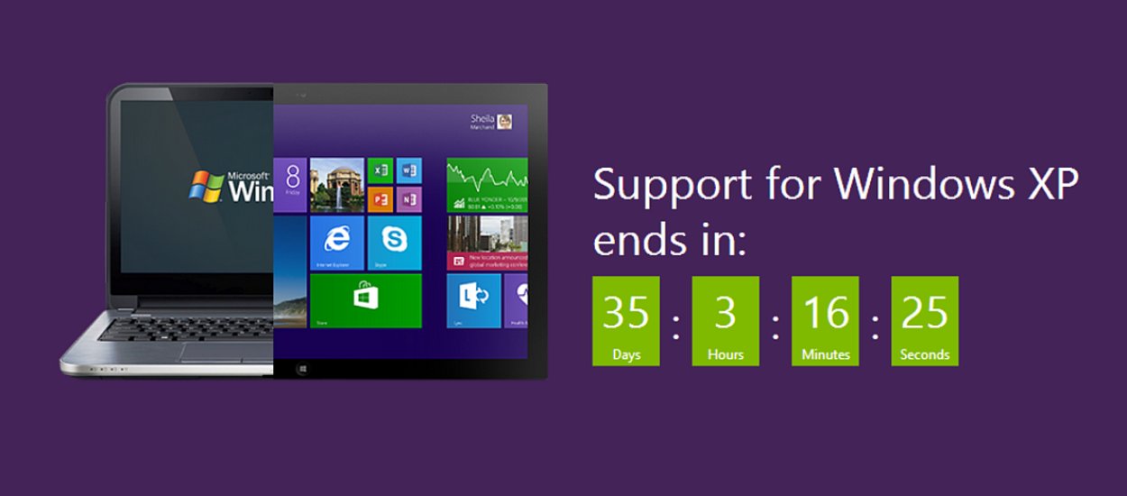 Koniec wsparcia dla Windows XP coraz bliżej, więc Microsoft zaczyna odliczanie