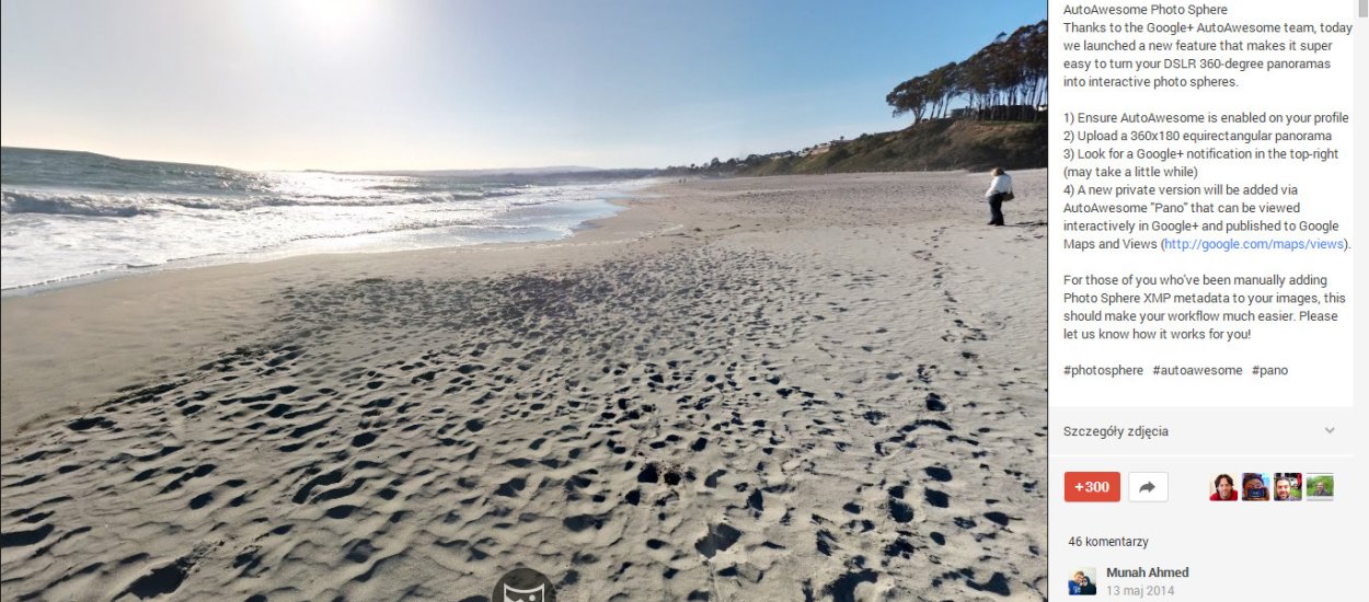 Google+ automatycznie zrobi z panoramy wykonanej lustrzanką fotosferę dzięki autoefektom