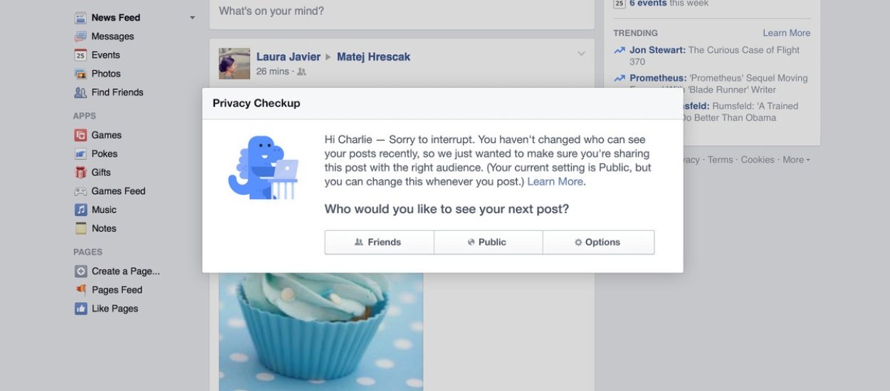 Niebieski dinozaur pomoże Ci ustalić zasady prywatności na Facebooku