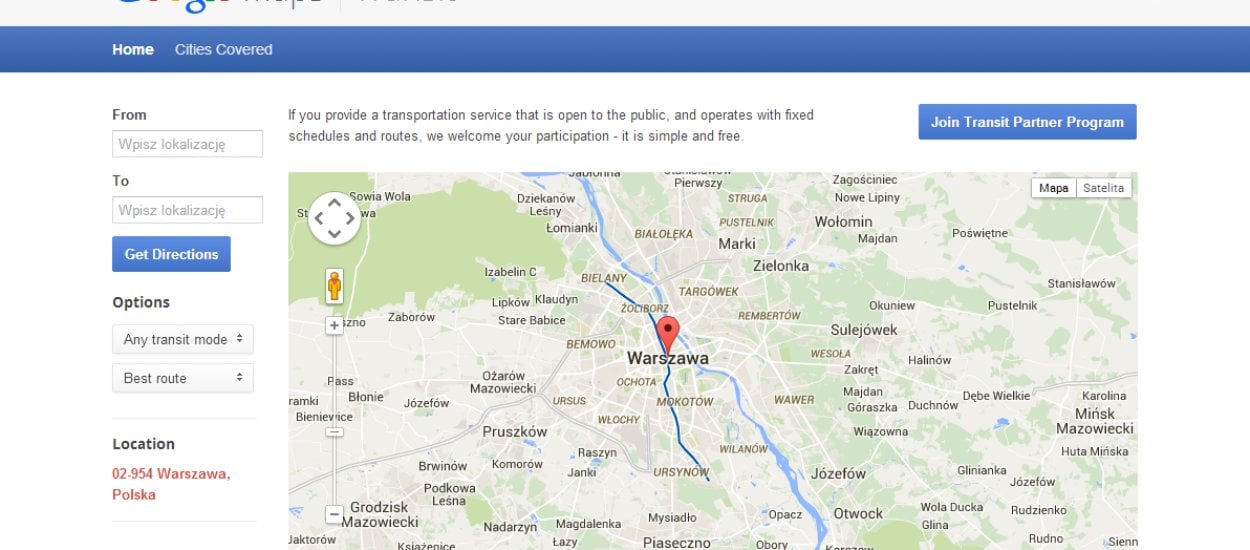 Google sam uruchomi Google Transit w Warszawie?