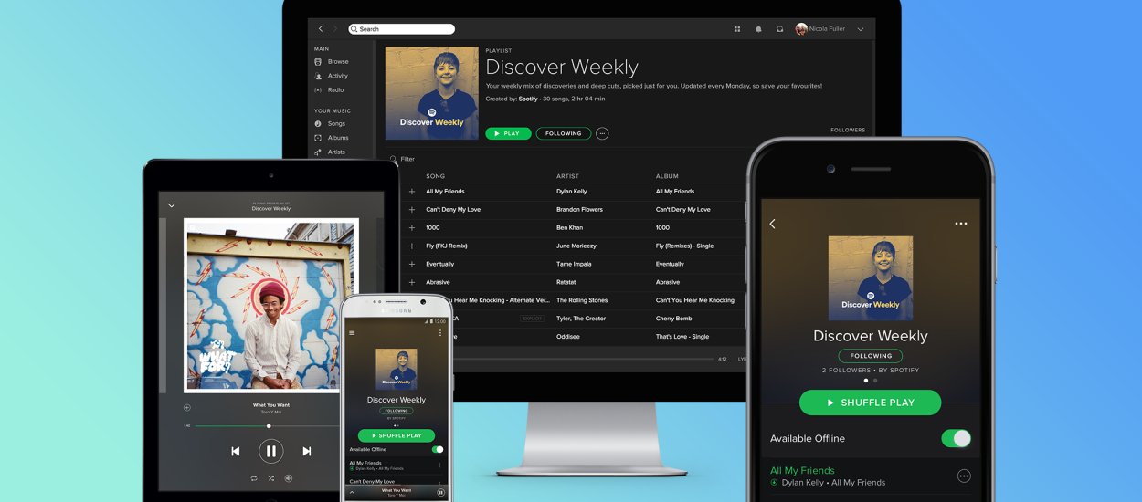 Indywidualna, spersonalizowana playlista od Spotify co poniedziałek dla każdego użytkownika