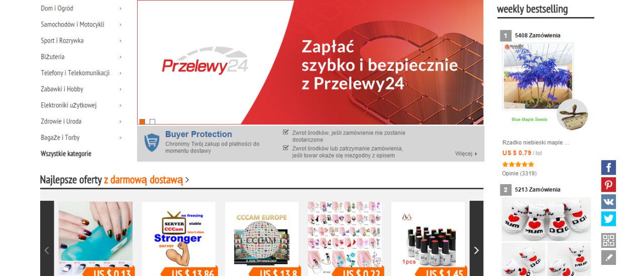AliExpress w polskiej wersji językowej, znaczy się prawie polskiej