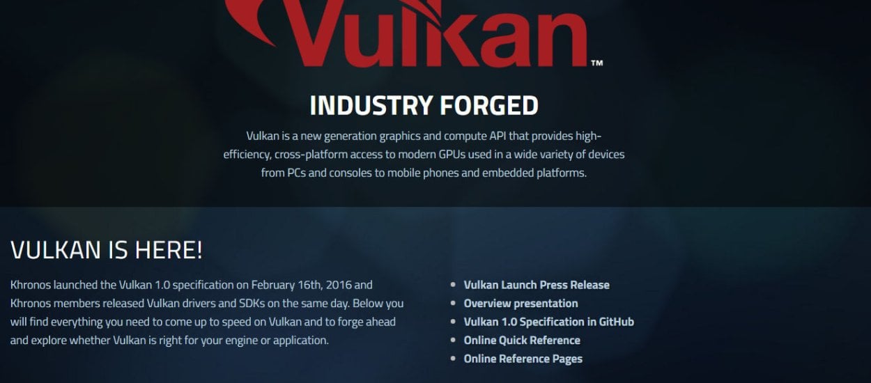 Vulkan API 1.0 , czyli następca OpenGL jest już dostępny w finalnej wersji