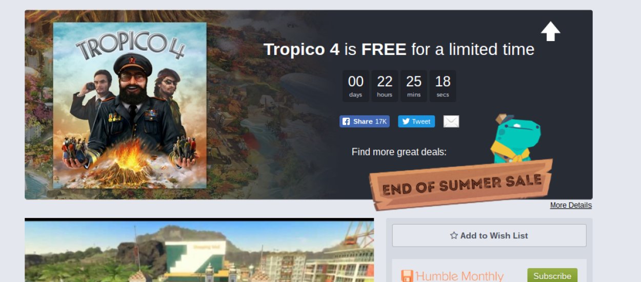 Humble Store rozdaje kody Steam na Tropico 4!