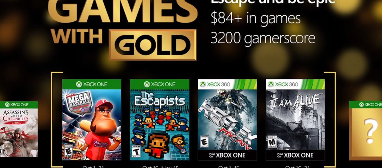 Październikowe Games with Gold na Xbox One i Xbox 360