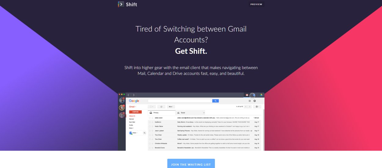 Shift - Gmail, Inbox, Kalendarz i Dysk Google w jednym oknie