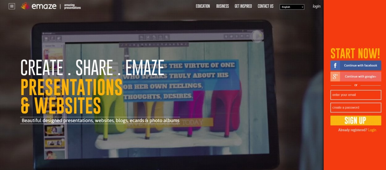 Emaze.me - stwórz swoją stronę w kilka minut z danych, które już zostawiłeś w sieci