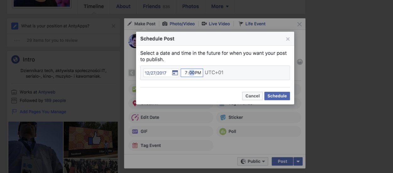 Można planować posty na Facebooku - ta funkcja przydaje się częściej niż myślicie