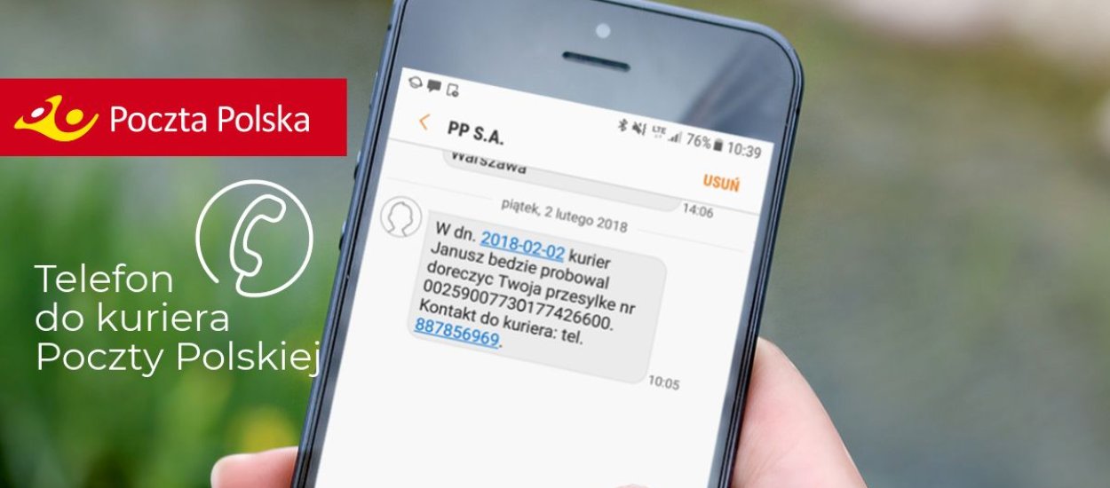 Poczta Polska zaczeła wysyłać numer telefonu do kuriera. W końcu!
