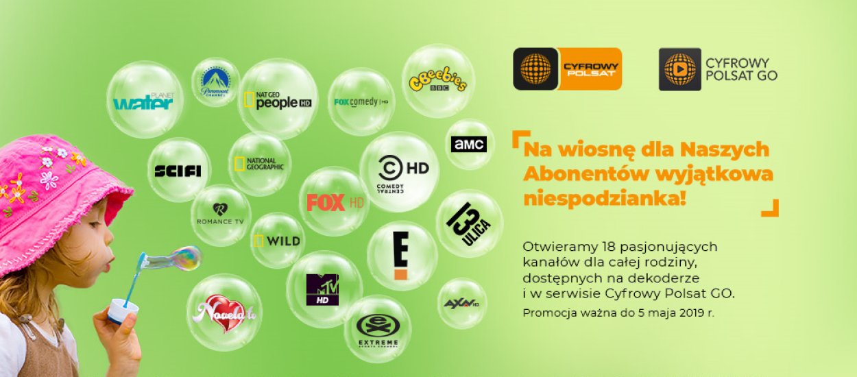 18 kanałów w otwartym oknie Cyfrowego Polsatu aż do 5 maja