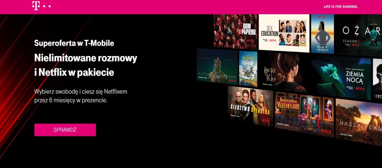 Pół roku abonamentu Netflix za darmo dla klientów T-Mobile!