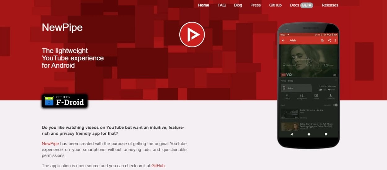 NewPipe - YouTube w tle na zablokowanym ekranie i bez reklam na Androidzie