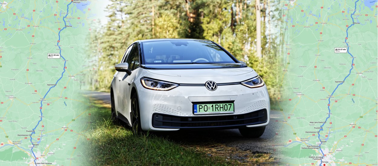 Elektryczny Volkswagen ID.3 na trasie Warszawa-Mikołajki-Warszawa – 460 km, test zasięgu