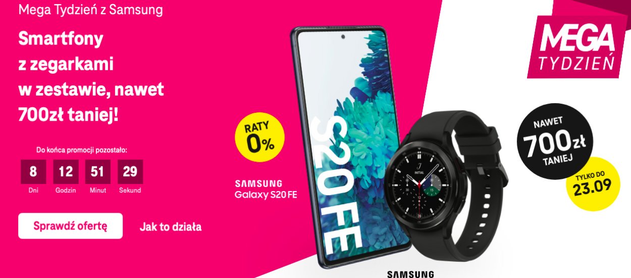 „Wyborna” promocja na Samsunga Galaxy S20 FE (LTE) z zegarkami Galaxy Watch4 (LTE)