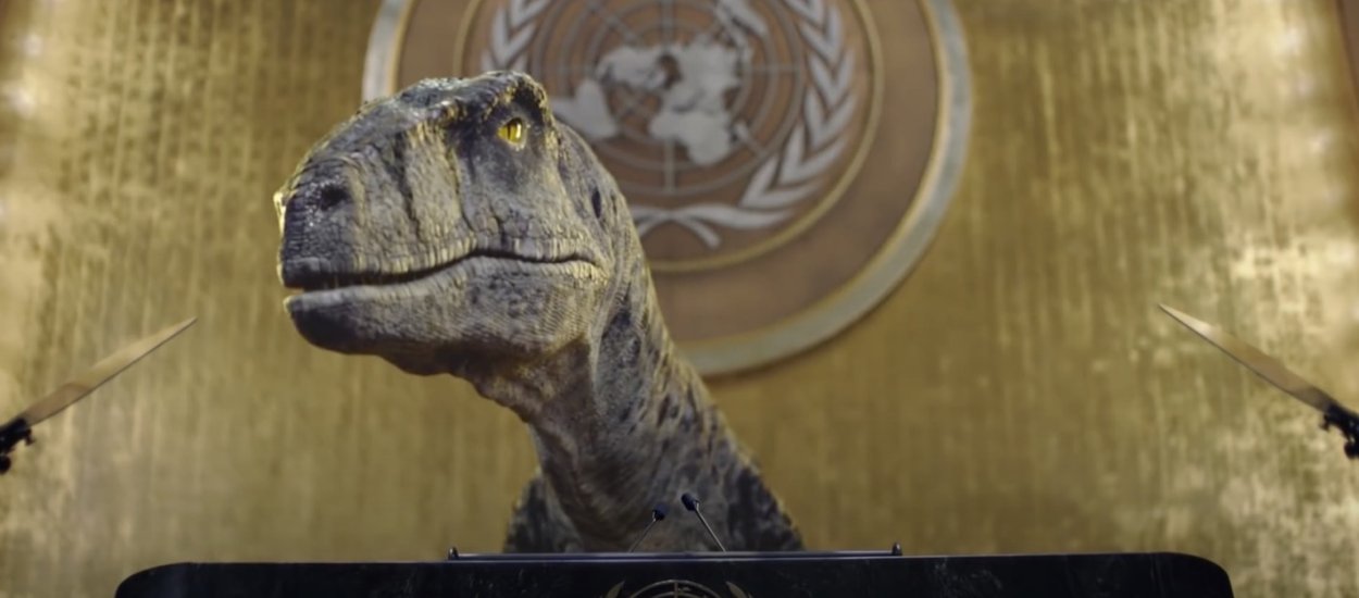 Dinozaur ostrzega ludzi przed samozagładą. Spot, który niczego nie zmieni