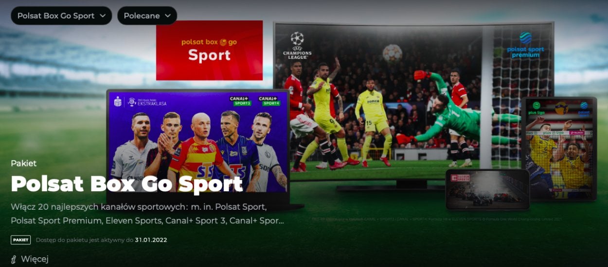 Polsat Box Go Sport - moc emocji sportowych na komputerze, smartfonie, tablecie i telewizorze