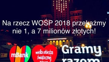 mBank dokonał największego przelewu w historii WOŚP - 7 mln zł, dzięki swoim klientom